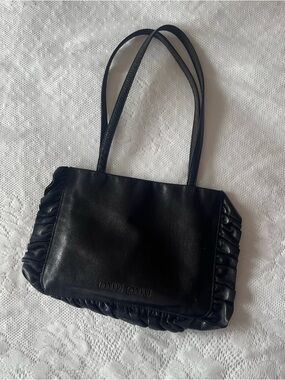 Vintage Miu Miu Ruffle-Trim Leather Shoulder Bag